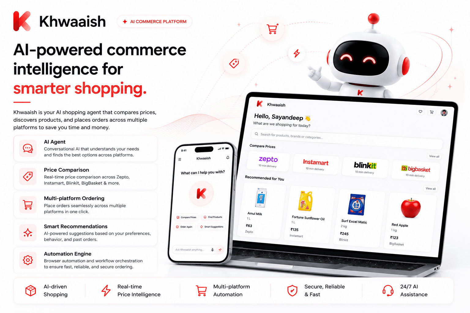 Khwaaish AI commerce intelligence product interface.